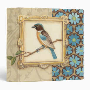 Brown and Blue Bird on a Branch Looking Up 3 Ring Binder
