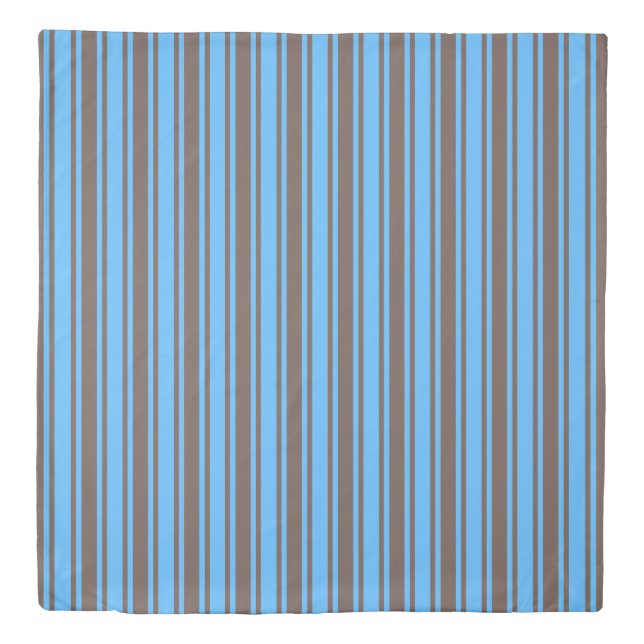 Brown and blue candy stripes duvet cover (Front)