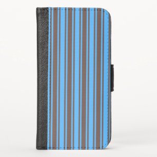 Brown and blue candy stripes iPhone wallet case