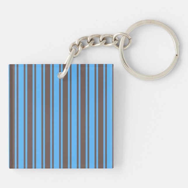 Brown and blue candy stripes keychain (Back)