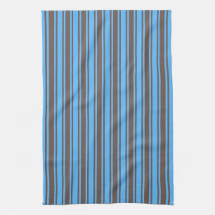 Brown and blue candy stripes kitchen towel