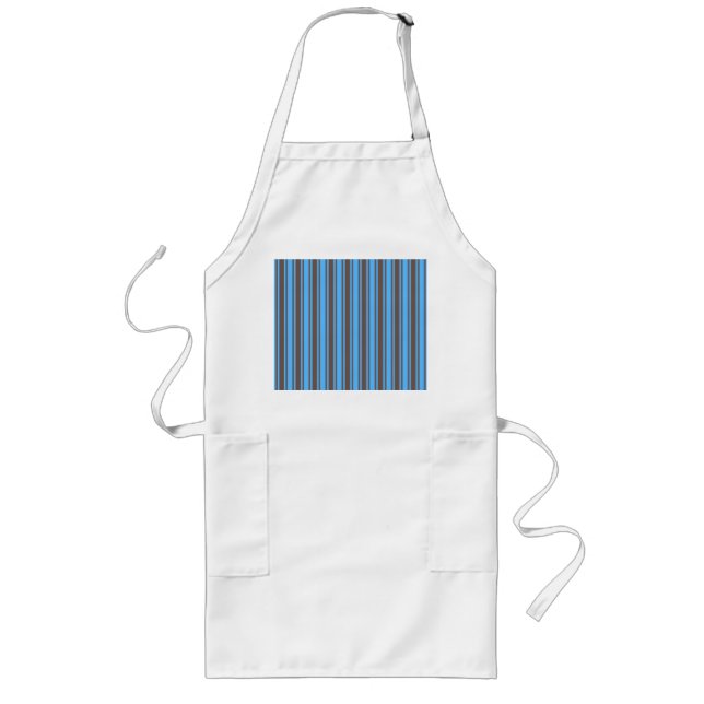 Brown and blue candy stripes long apron (Front)