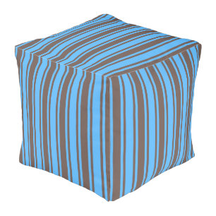 Brown and blue candy stripes pouf