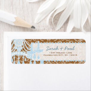 Brown and Blue Chandelier Return Address Label