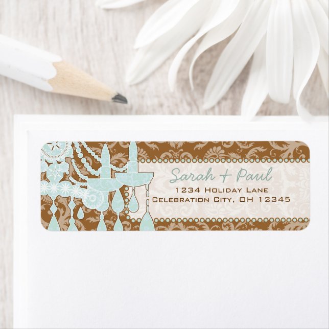 Brown and Blue Chandeliers Return Address Label (Insitu)