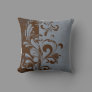 Brown and Blue Contemporary Swirl Throw Pillow