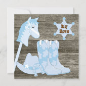 Brown and Blue Cowboy Boots Cowboy Baby Shower Invitation (Front)