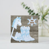 Brown and Blue Cowboy Boots Cowboy Baby Shower Invitation (Standing Front)