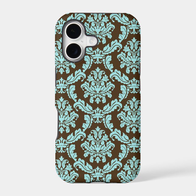 Brown and Blue Damask Iphone Case (Back)