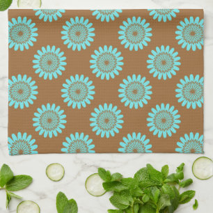Brown And Blue Floral Pattern Towel