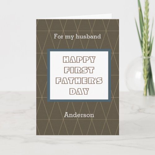 Brown and Blue Happy 1st Fathers Day Husband Card
