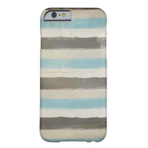 Brown and Blue Horizontal Stripes in Watercolor Barely There iPhone 6 Case