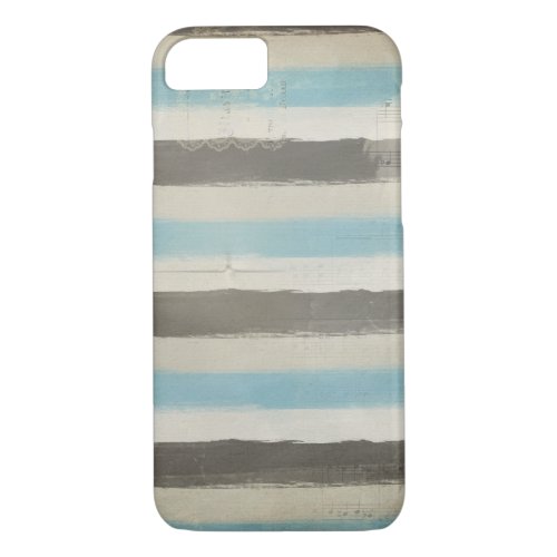 Brown and Blue Horizontal Stripes in Watercolor iPhone 87 Case