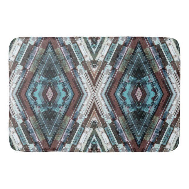 Brown And Blue Kaleidoscope Bath Mat (Front)