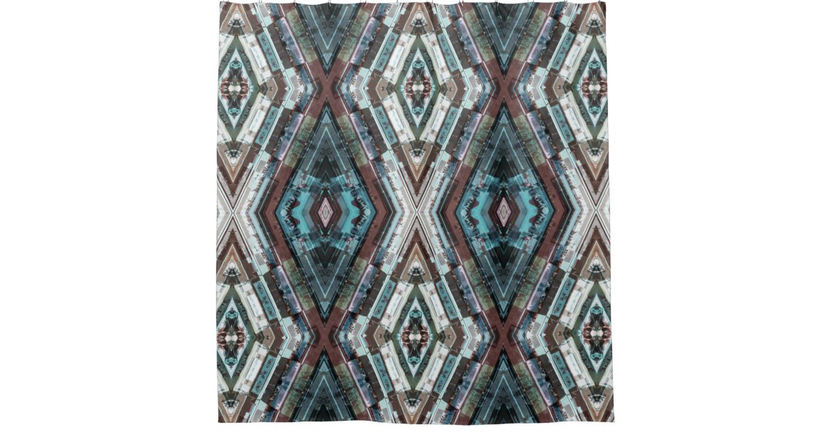 Brown And Blue Kaleidoscope Shower Curtain Zazzle Com