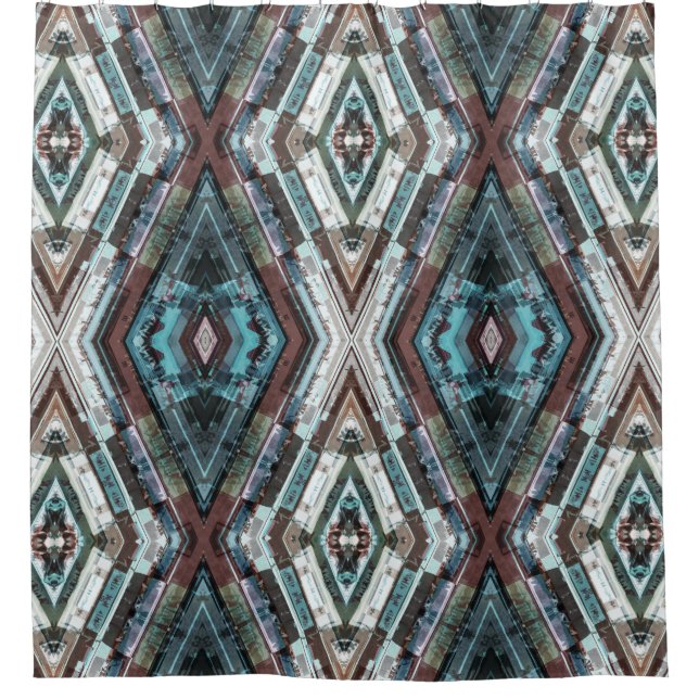 Brown And Blue Kaleidoscope Shower Curtain (Front)
