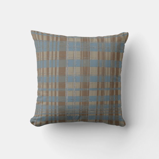 Brown and Blue Lines Throw Pillow (Front)