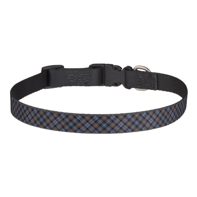 Brown and Blue Mackenzie Clan Reproduction Tartan Pet Collar (Front)