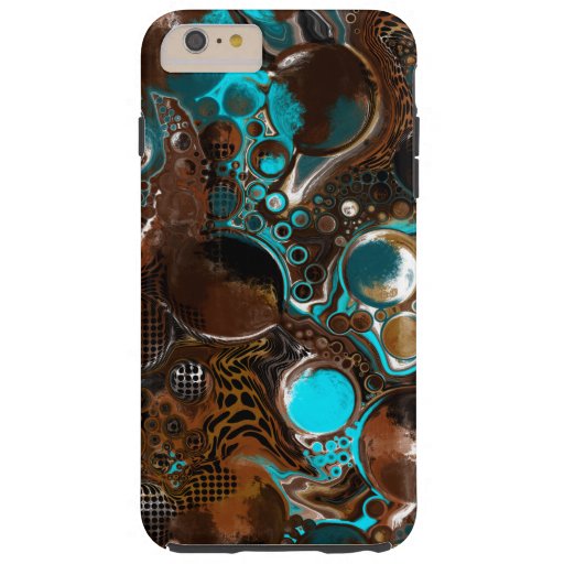 Brown and Blue Marble Bubbles Fluid Art     Tough iPhone 6 Plus Case
