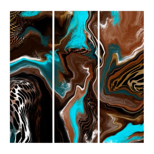Brown and Blue Marble Fluid Art    