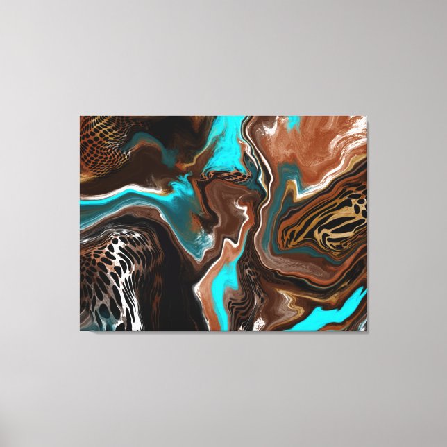 Brown and Blue Marble Fluid Art     Canvas Print (Front)