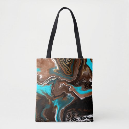 Brown and Blue Marble Swirl Fluid Art  Tote Bag