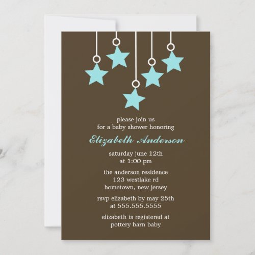 Brown and Blue Mobile Baby Shower Cards
