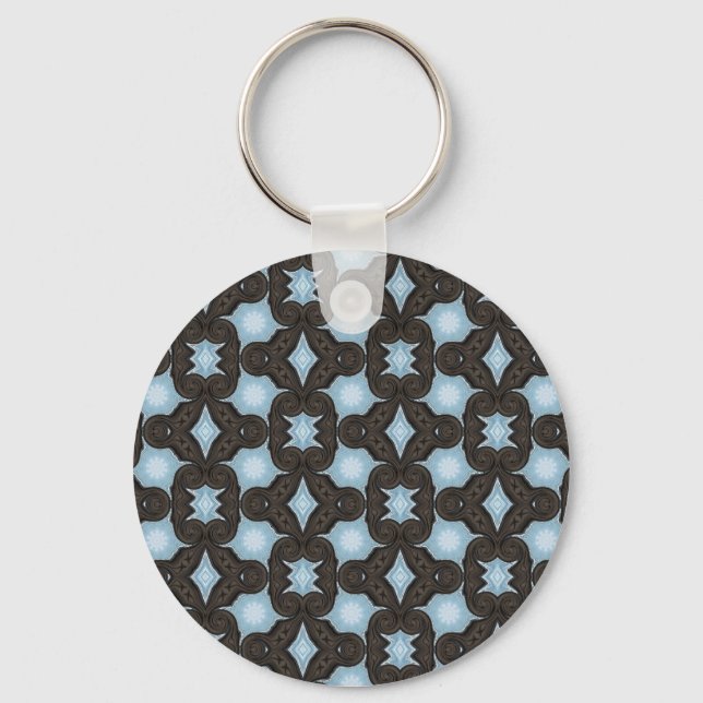 brown and blue pattern keychain (Front)