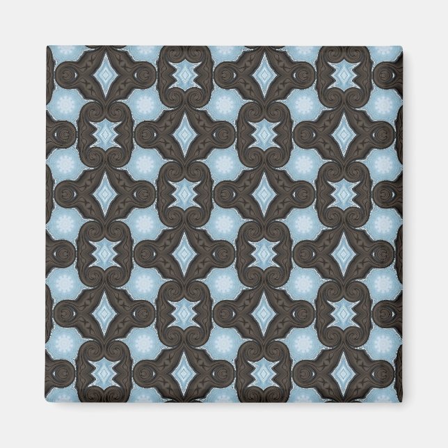brown and blue pattern magnet (Front)