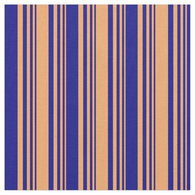 Brown and Blue Pattern of Stripes Fabric (Close Up)