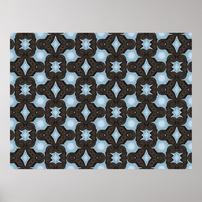 brown and blue pattern print (Front)