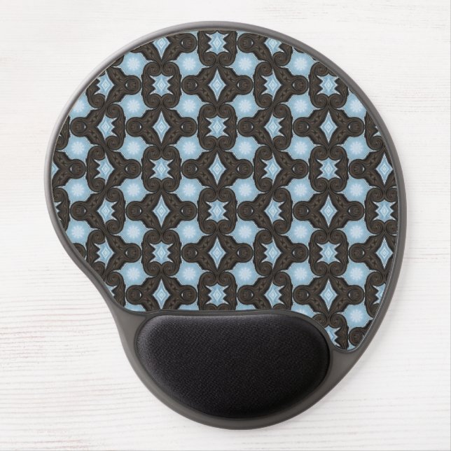 Brown and blue pattern print gel mouse pad (Front)