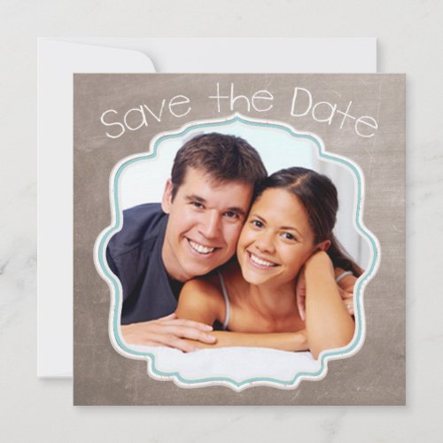 Brown and Blue Photo Modern Save the Date
