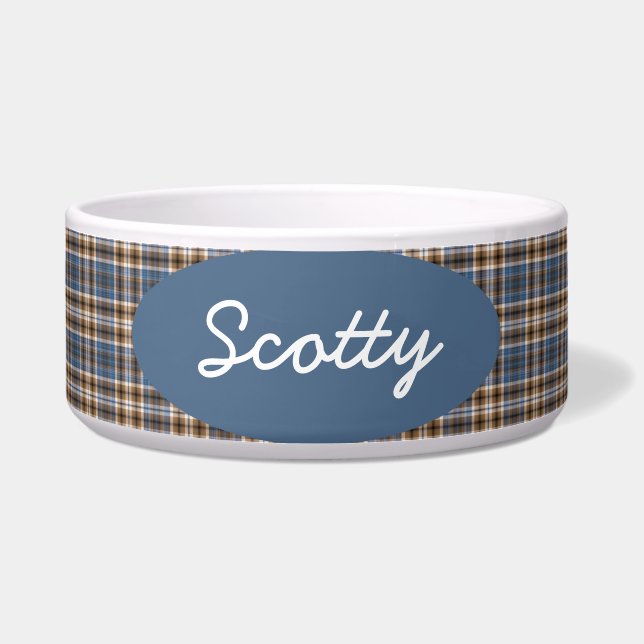 Brown and Blue Plaid Bowl (Front)