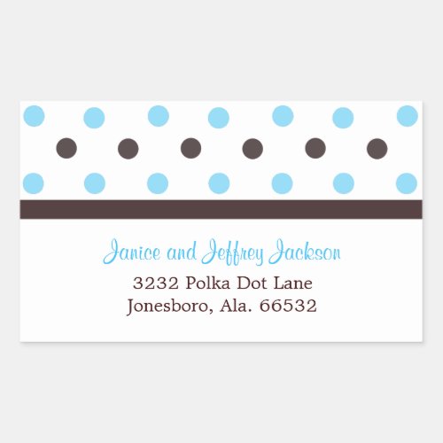 Brown and Blue Polka Dot Address Sticker