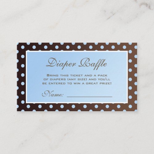 Brown and Blue Polka Dot Diaper Raffle Ticket Enclosure Card