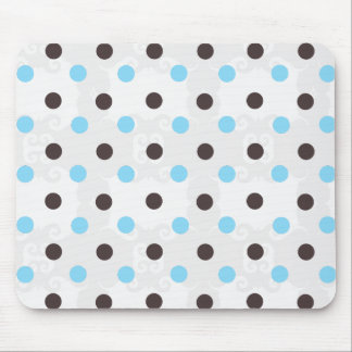 Brown and Blue Polka Dot Mouse Pad