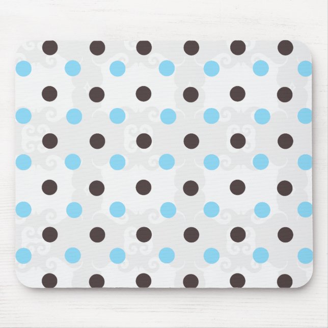 Brown and Blue Polka Dot Mouse Pad (Front)