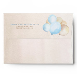 Brown and Blue Soft Pastel Balloons Envelope
