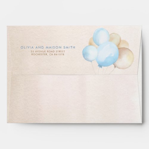 Brown and Blue Soft Pastel Balloons Envelope