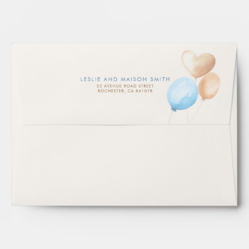 Brown and Blue Soft Pastel Balloons Envelope