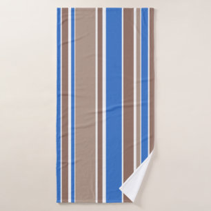 Brown and blue stripes bath towel