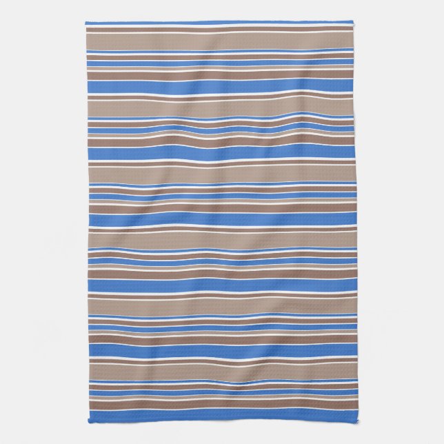 Brown and blue stripes kitchen towel (Vertical)
