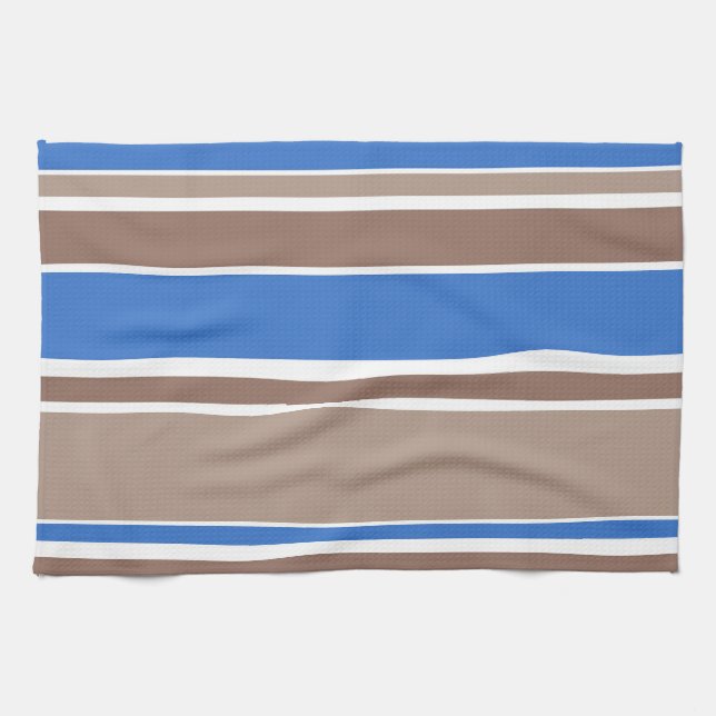 Brown and blue stripes kitchen towel (Horizontal)