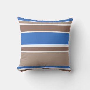 Brown and blue stripes throw pillow