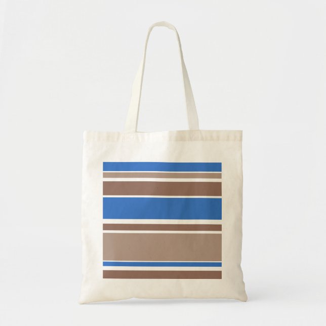 Brown and blue stripes tote bag (Front)