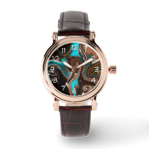Brown and Blue Teal Marble Fluid Art     Watch