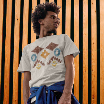 Brown And Blue Tribal Pattern T-shirt by Gingezel at Zazzle