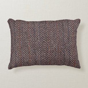 Brown and Blue Tweed Image Accent Pillow