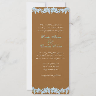 Brown and Blue Vintage Flower Wedding Invitation